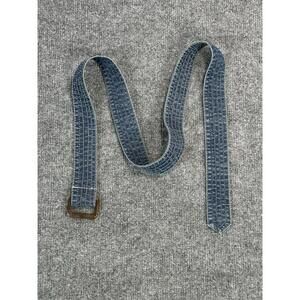Unbranded Blue Denim Cotton Belt‎ Women's Size L 42” Blue Jean Plastic Buckle